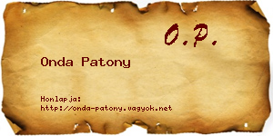 Onda Patony névjegykártya